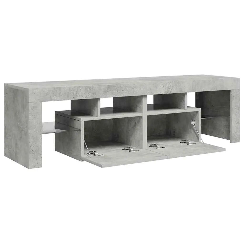 Concrete Grey TV Cabinet with RGB LED Lights 140x36.5x40cm