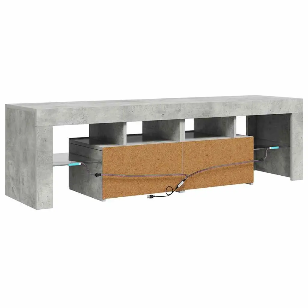Concrete Grey TV Cabinet with RGB LED Lights 140x36.5x40cm