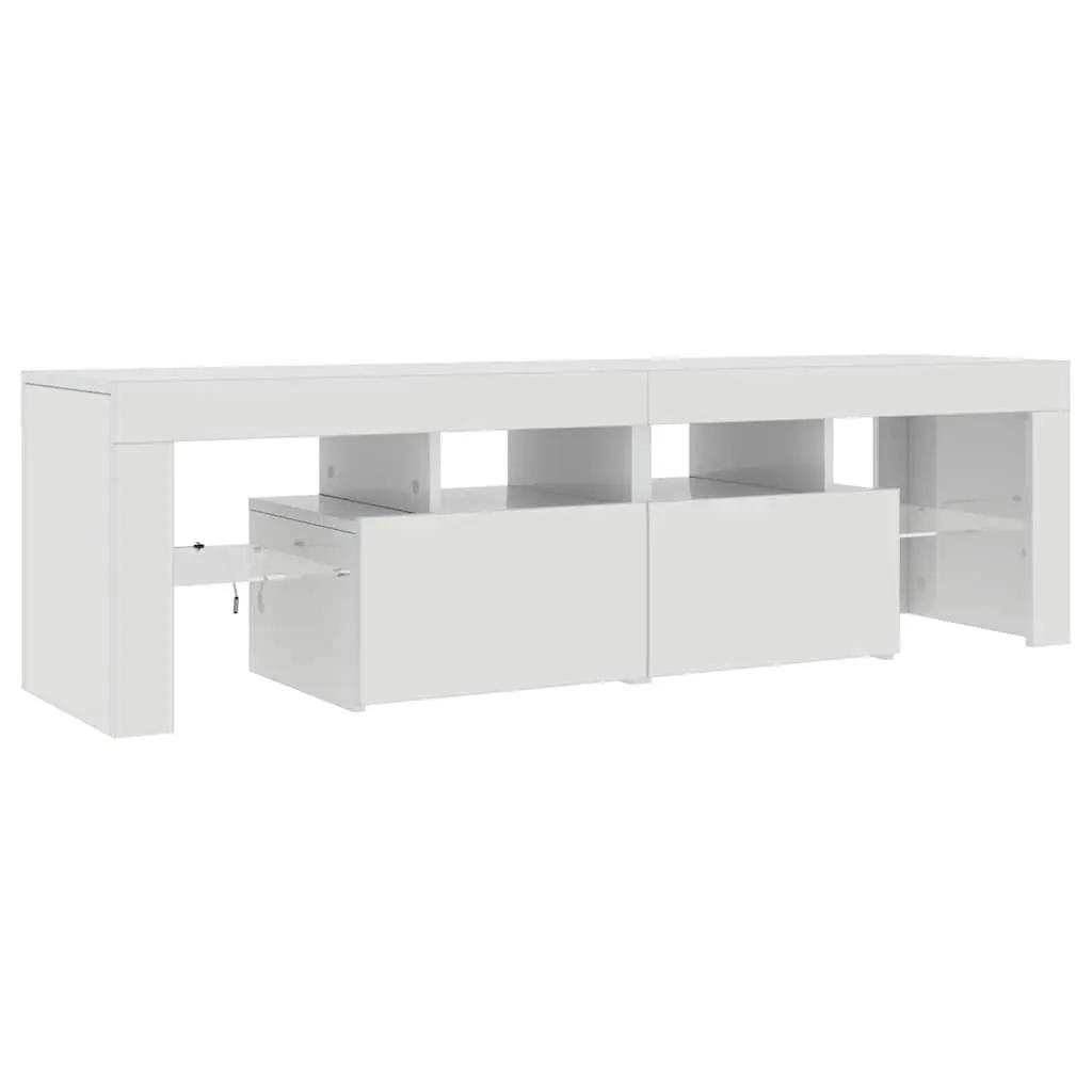 TV Cabinet Modern High Gloss White RGB LED Lights Engineered Wood 140x36.5x40 cm