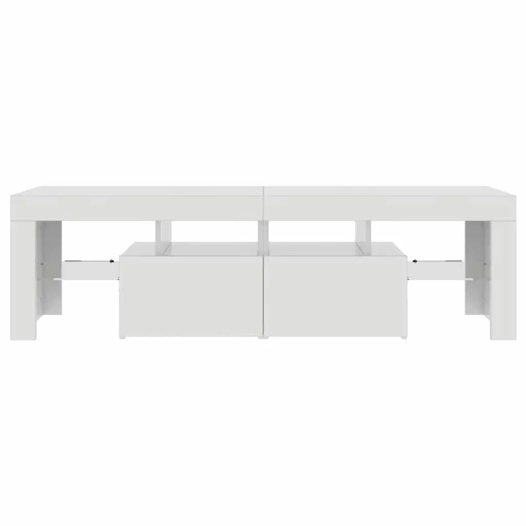 TV Cabinet Modern High Gloss White RGB LED Lights Engineered Wood 140x36.5x40 cm