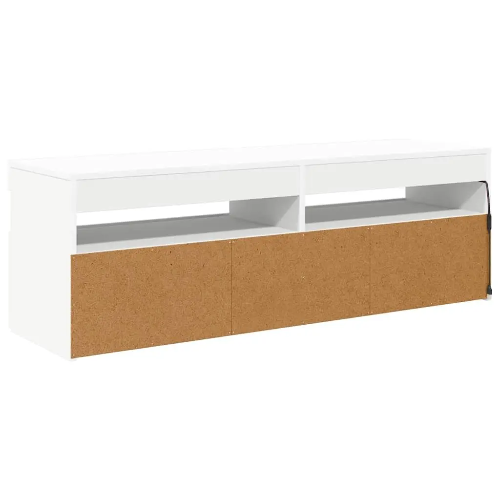 White TV Cabinet with LED Lights for Storage