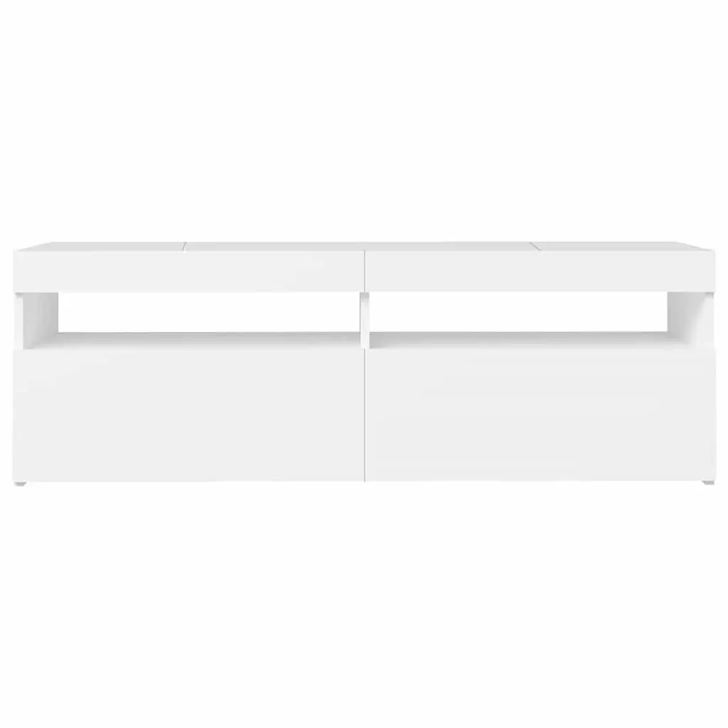 White TV Cabinet with LED Lights for Storage