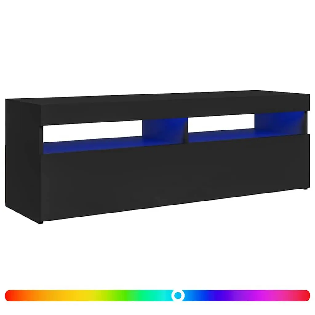 TV Cabinet RGB LED Lights Black Media Stand 120x35x40cm Wood