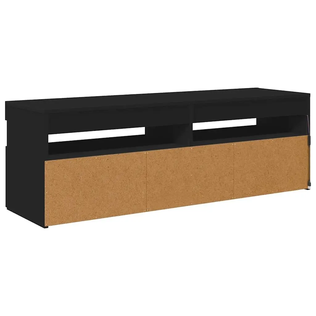 TV Cabinet RGB LED Lights Black Media Stand 120x35x40cm Wood