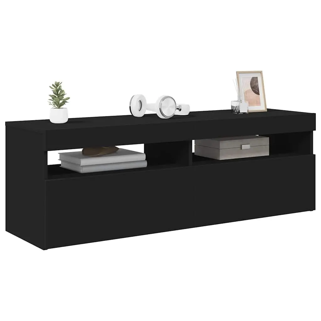 TV Cabinet RGB LED Lights Black Media Stand 120x35x40cm Wood
