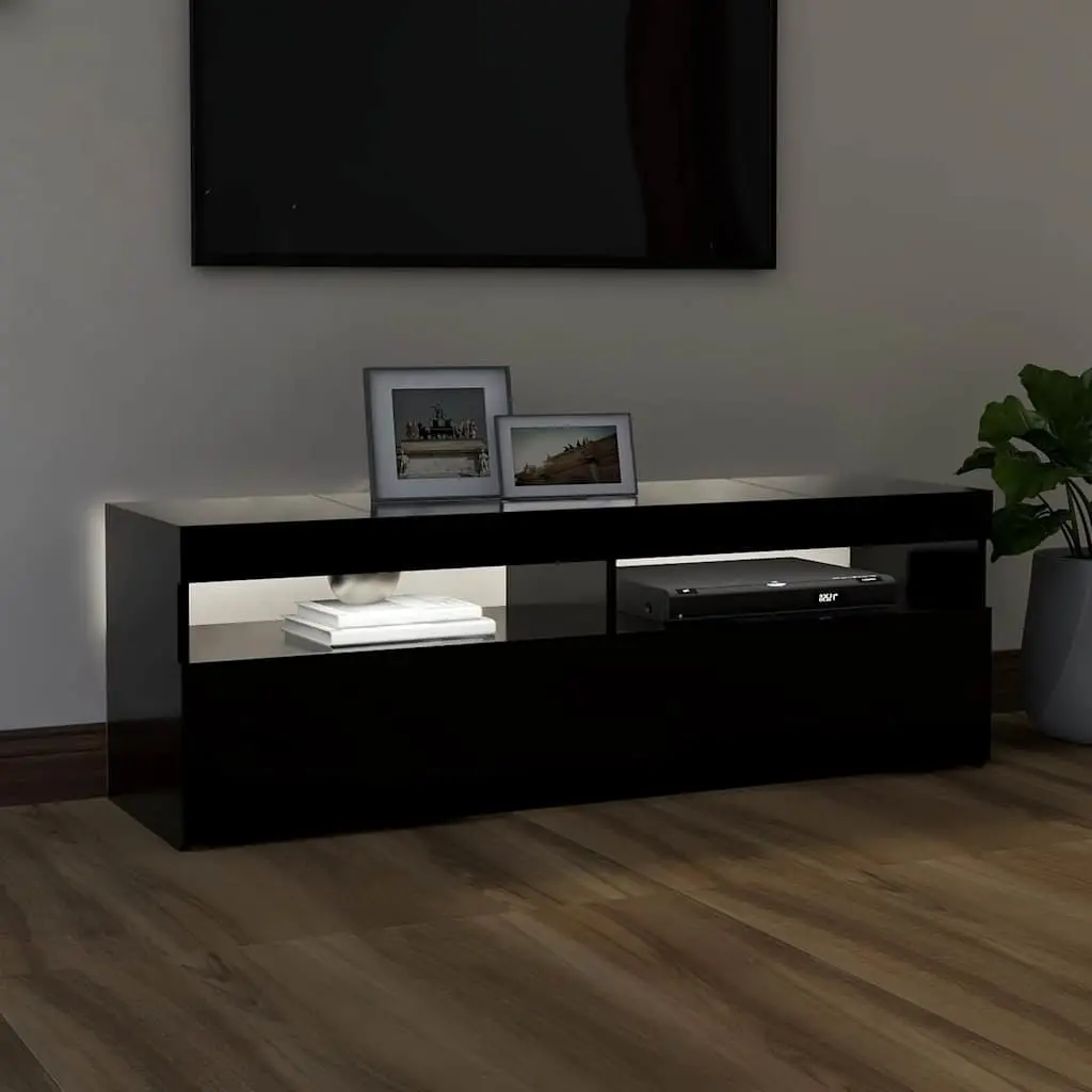 TV Cabinet RGB LED Lights Black Media Stand 120x35x40cm Wood