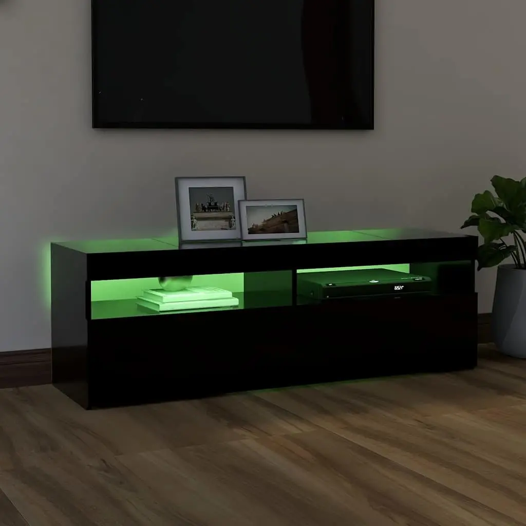 TV Cabinet RGB LED Lights Black Media Stand 120x35x40cm Wood