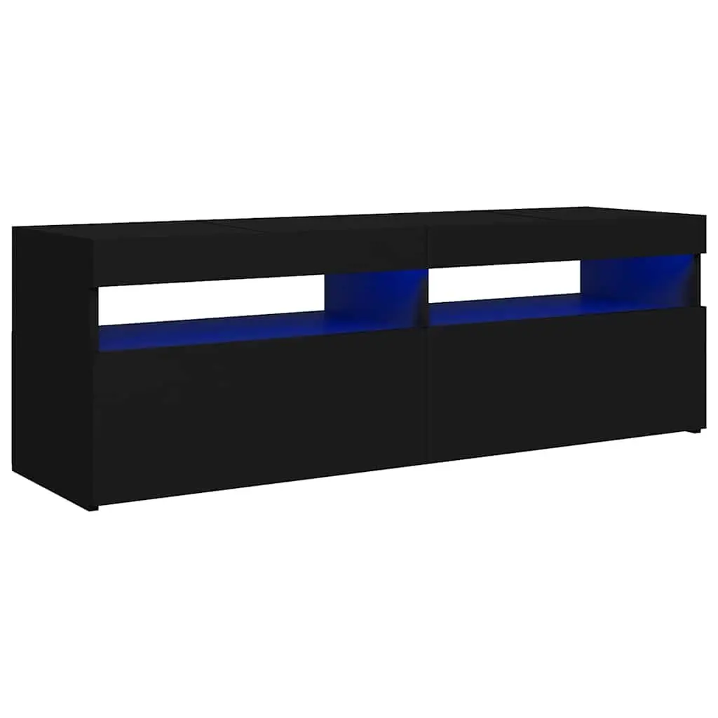 TV Cabinet RGB LED Lights Black Media Stand 120x35x40cm Wood
