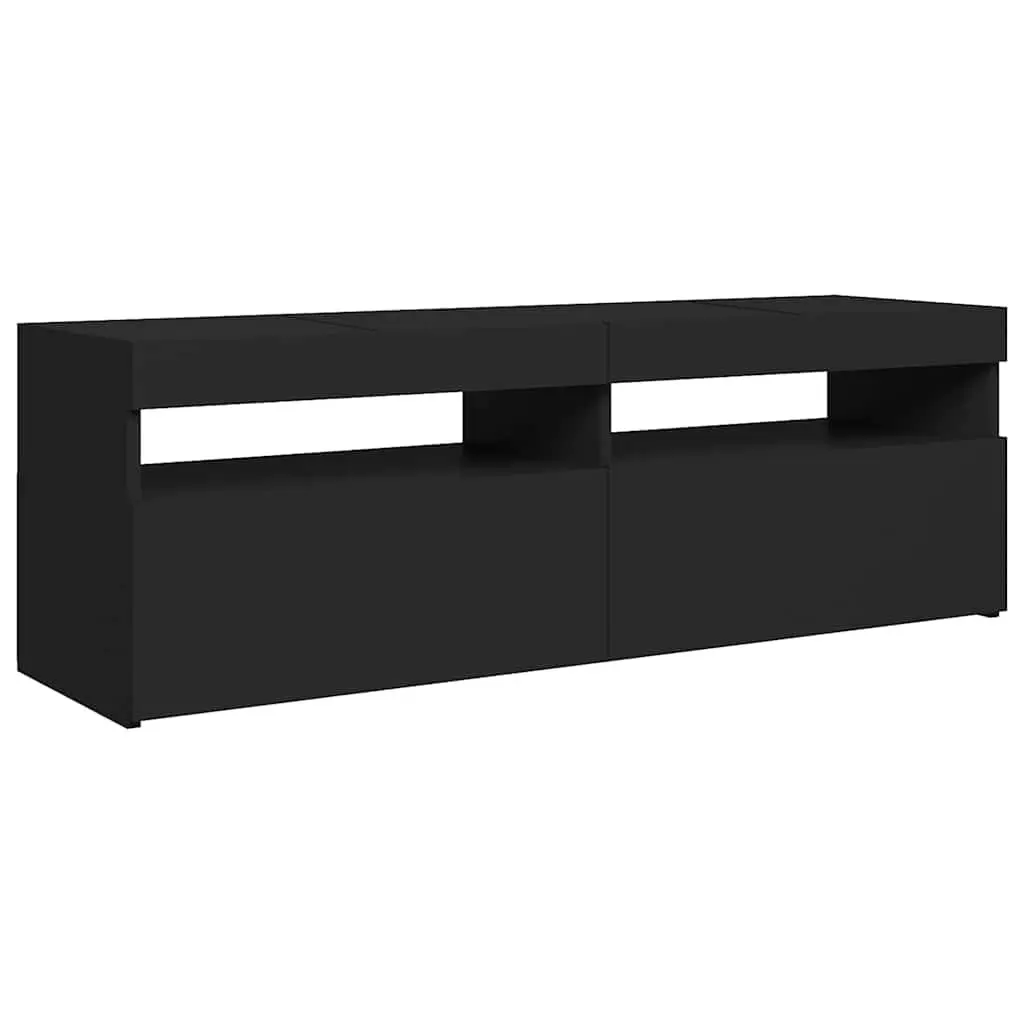 TV Cabinet RGB LED Lights Black Media Stand 120x35x40cm Wood