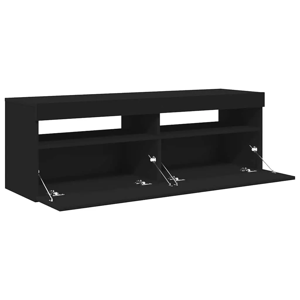 TV Cabinet RGB LED Lights Black Media Stand 120x35x40cm Wood