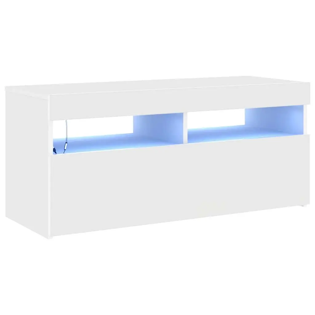 White TV Cabinet with RGB LED Lights 90x35x40 cm