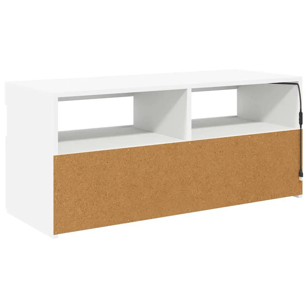 White TV Cabinet with RGB LED Lights 90x35x40 cm