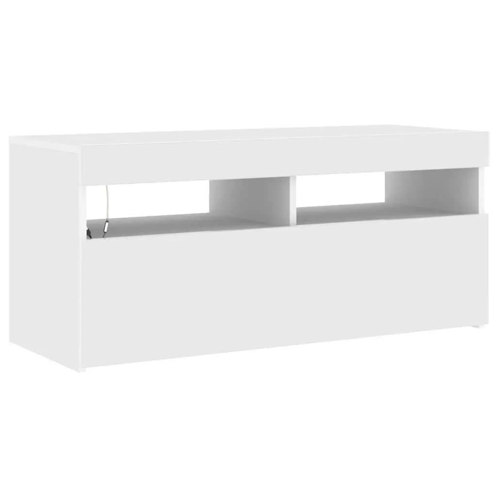 White TV Cabinet with RGB LED Lights 90x35x40 cm
