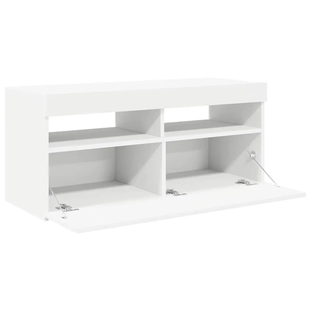 White TV Cabinet with RGB LED Lights 90x35x40 cm