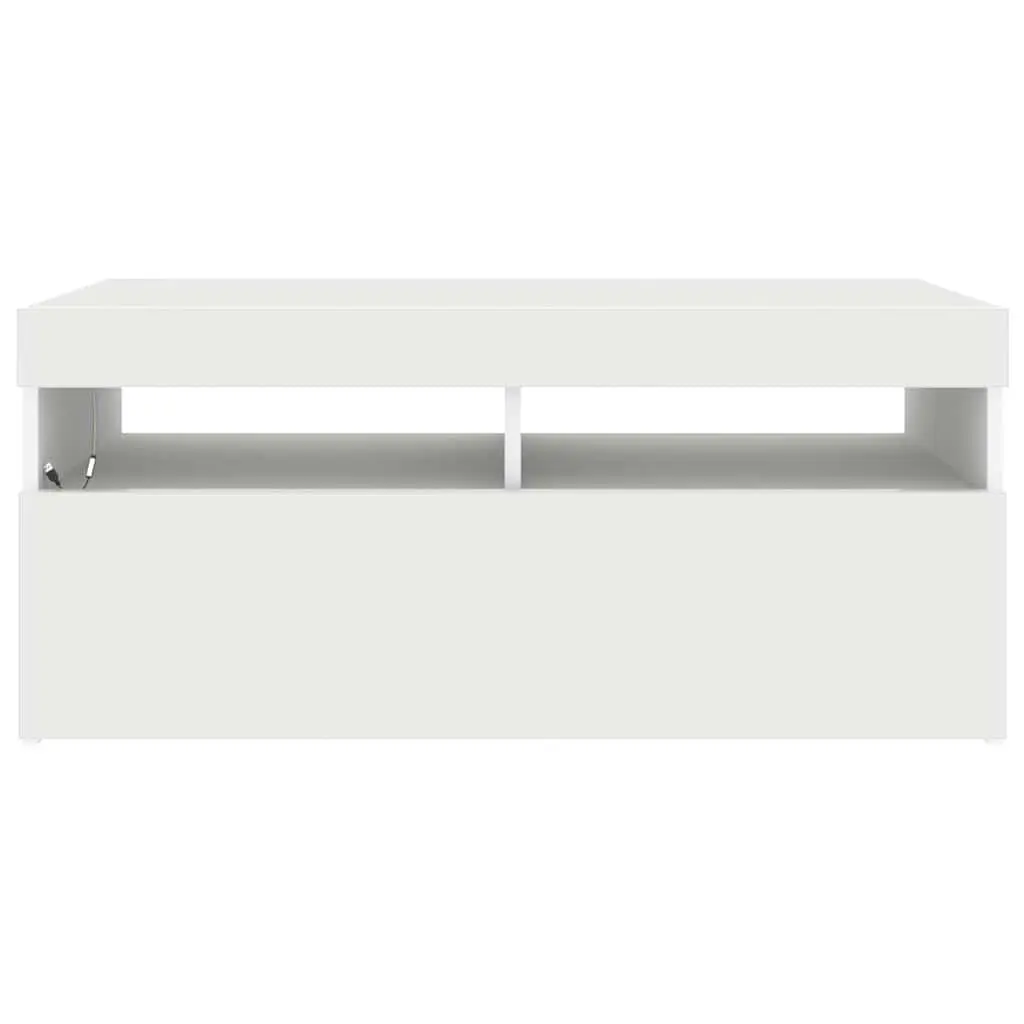 White TV Cabinet with RGB LED Lights 90x35x40 cm