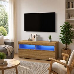 Brown TV Cabinet Unit with RGB LED Lights