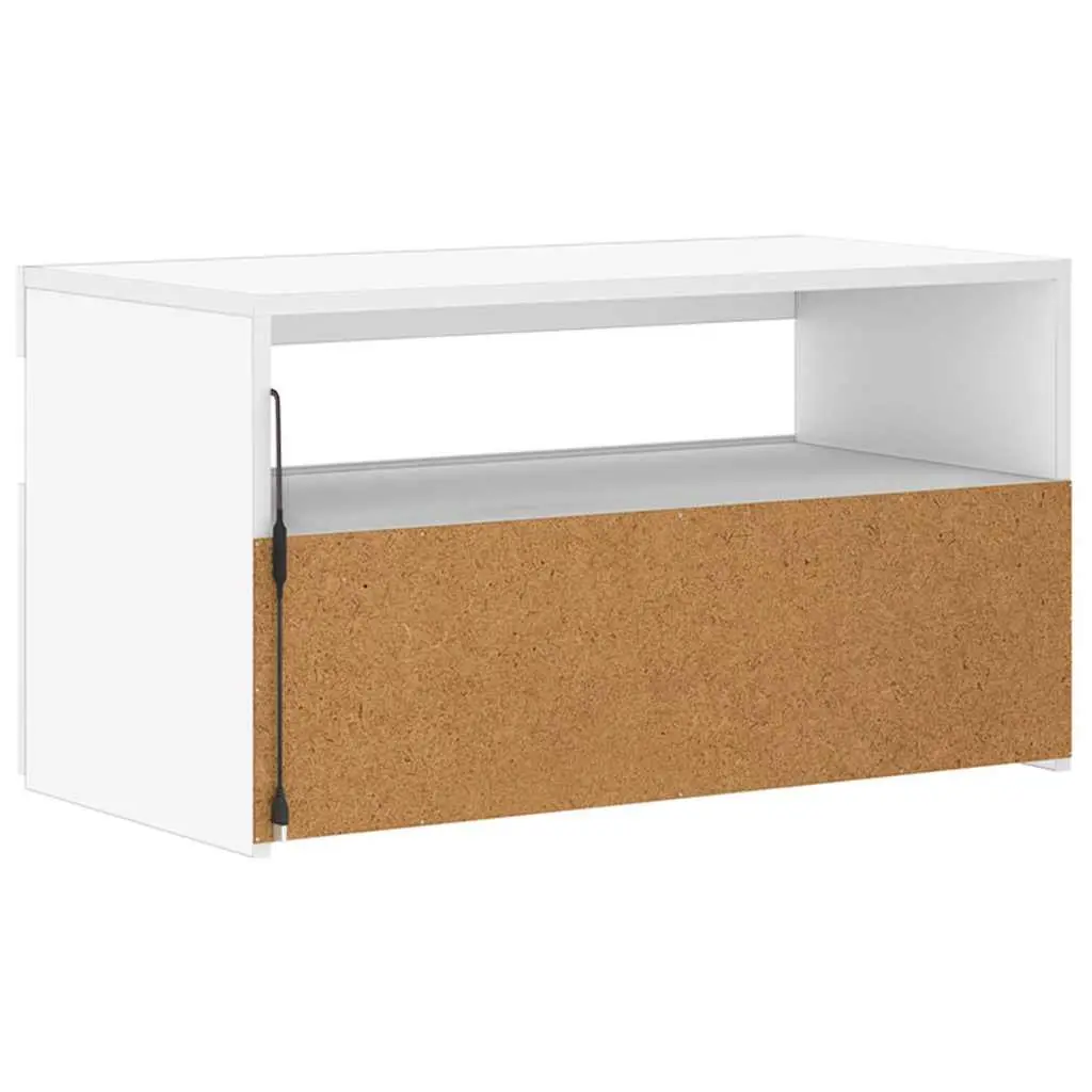 TV Cabinet Modern White LED Lights 75x35x40cm