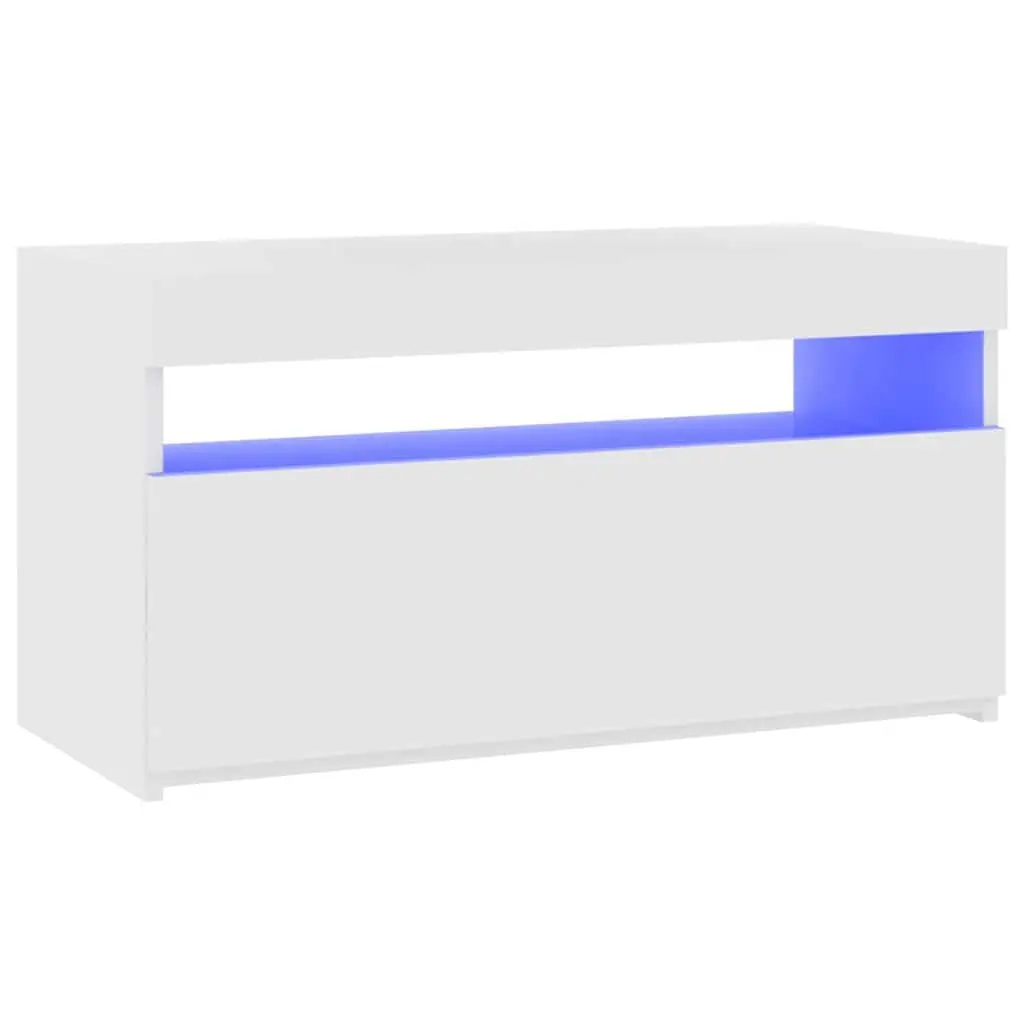 TV Cabinet Modern White LED Lights 75x35x40cm