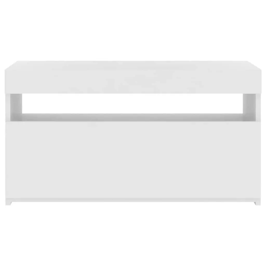 TV Cabinet Modern White LED Lights 75x35x40cm