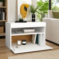 Modern White TV Cabinet with RGB LED Lighting