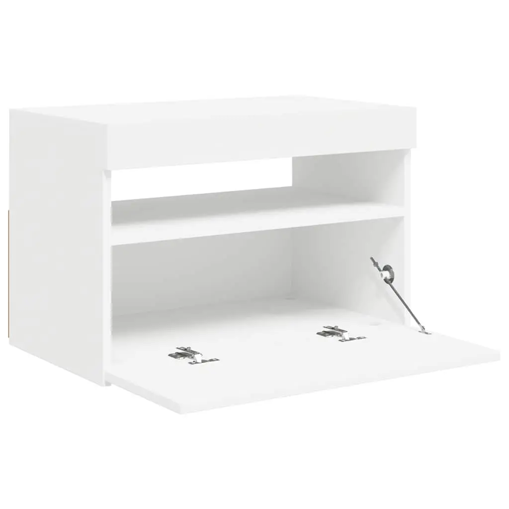 TV Cabinet Modern White 60 x 35 x 40 cm with RGB LED Lights