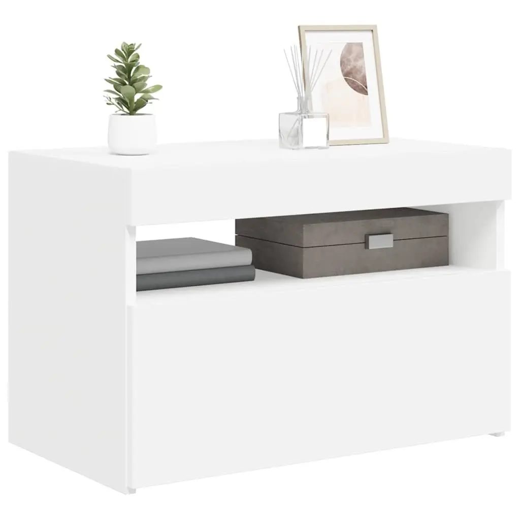 TV Cabinet Modern White 60 x 35 x 40 cm with RGB LED Lights