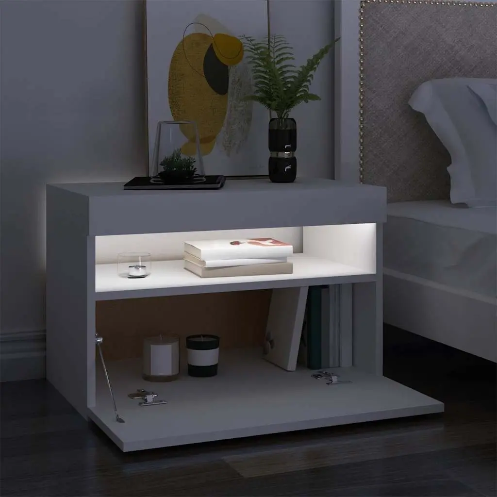 TV Cabinet Modern White 60 x 35 x 40 cm with RGB LED Lights
