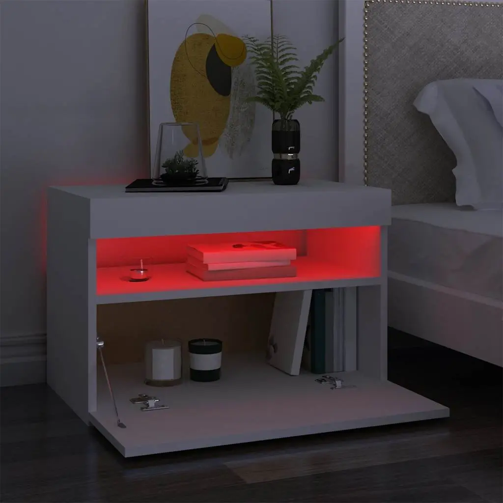 TV Cabinet Modern White 60 x 35 x 40 cm with RGB LED Lights