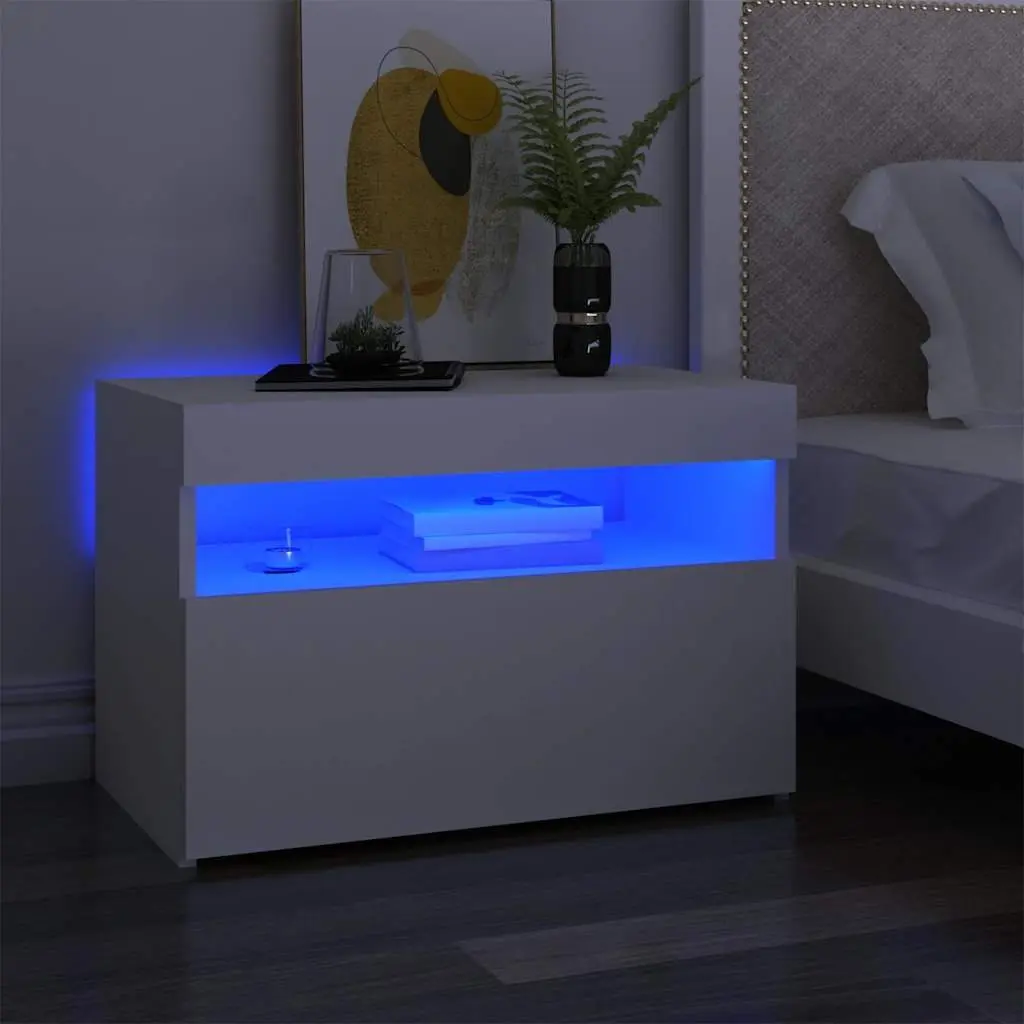 TV Cabinet Modern White 60 x 35 x 40 cm with RGB LED Lights