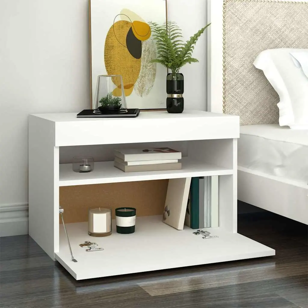 TV Cabinet Modern White 60 x 35 x 40 cm with RGB LED Lights