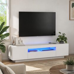 White Floating TV Cabinet with LED Lighting