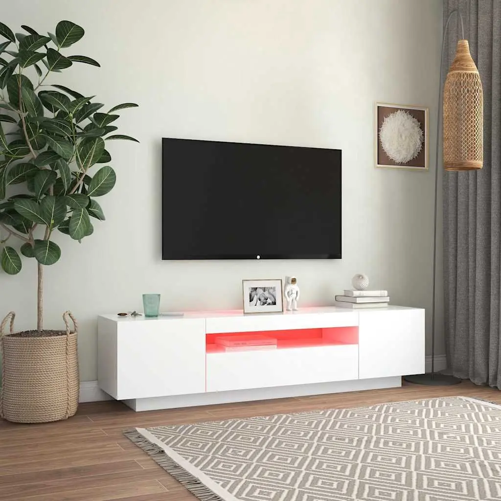 White Floating TV Cabinet with LED Lighting