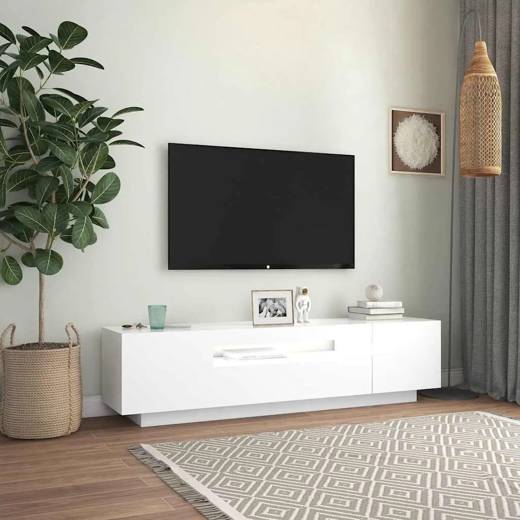 White Floating TV Cabinet with LED Lighting