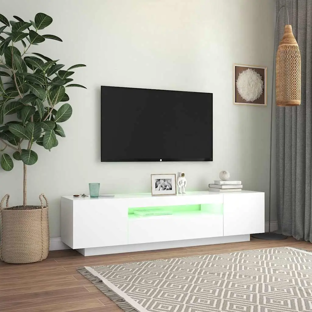 White Floating TV Cabinet with LED Lighting