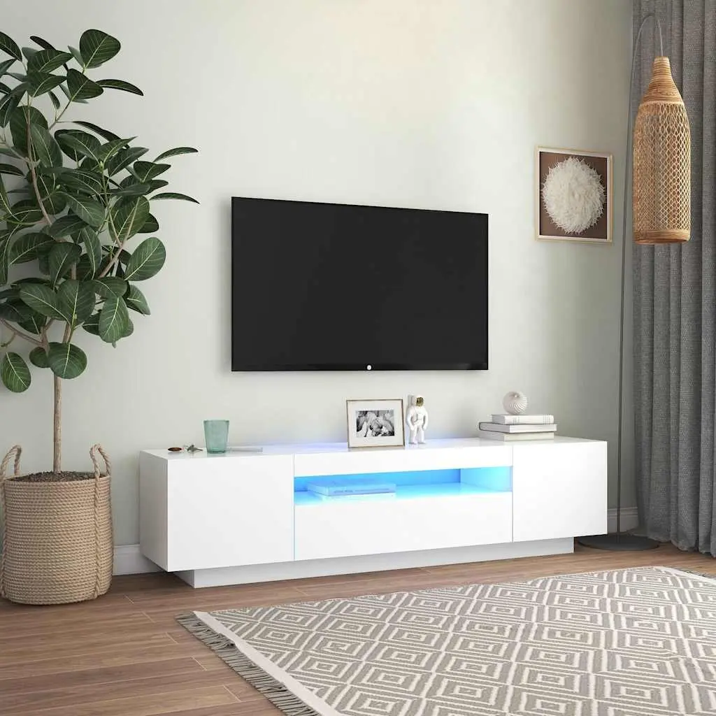 White Floating TV Cabinet with LED Lighting