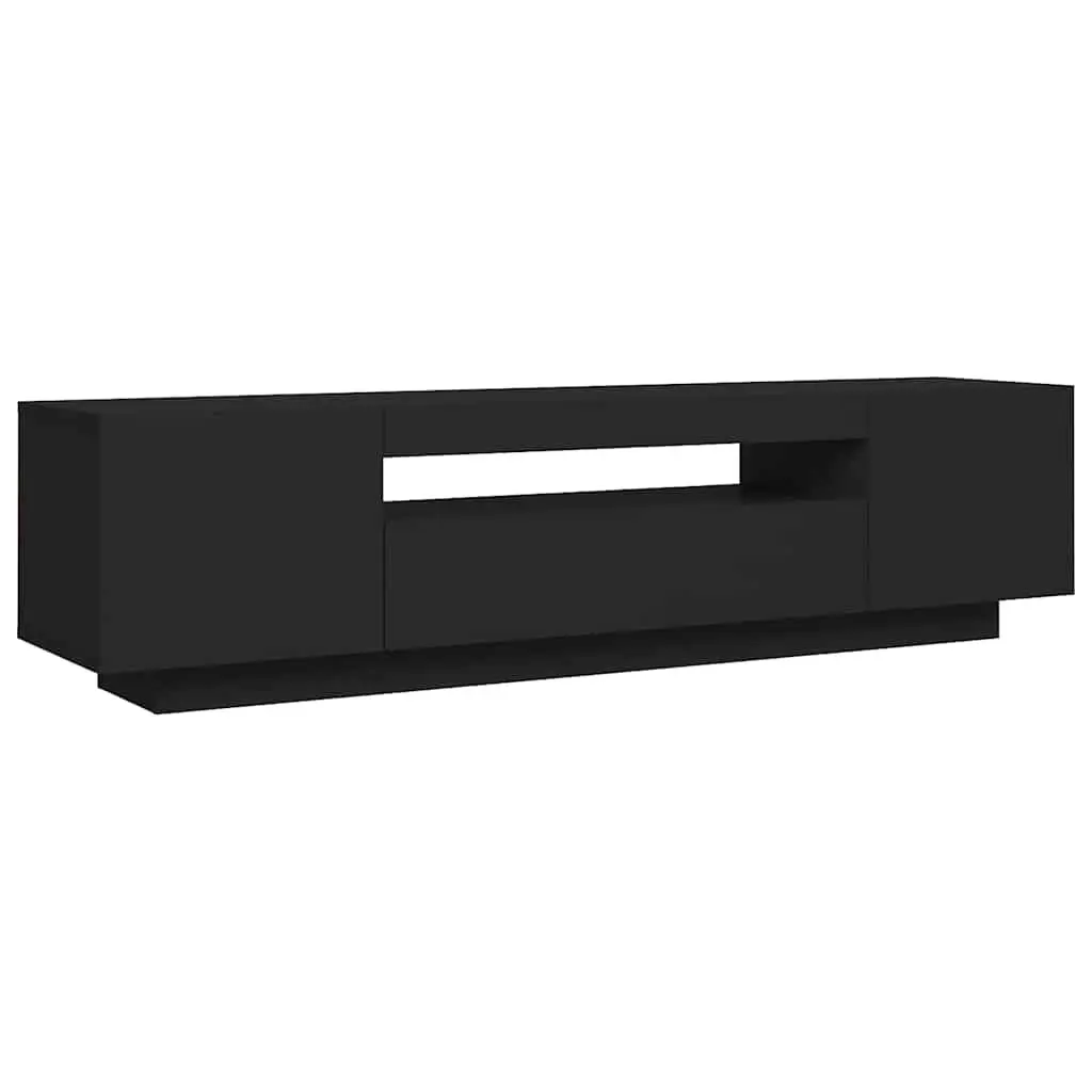 TV Cabinet Black Media Stand Storage Unit 160x35x40cm with RGB LED Lights