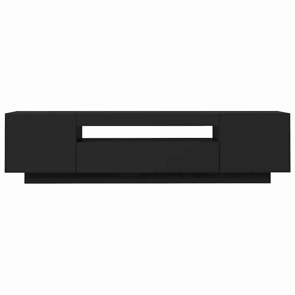 TV Cabinet Black Media Stand Storage Unit 160x35x40cm with RGB LED Lights