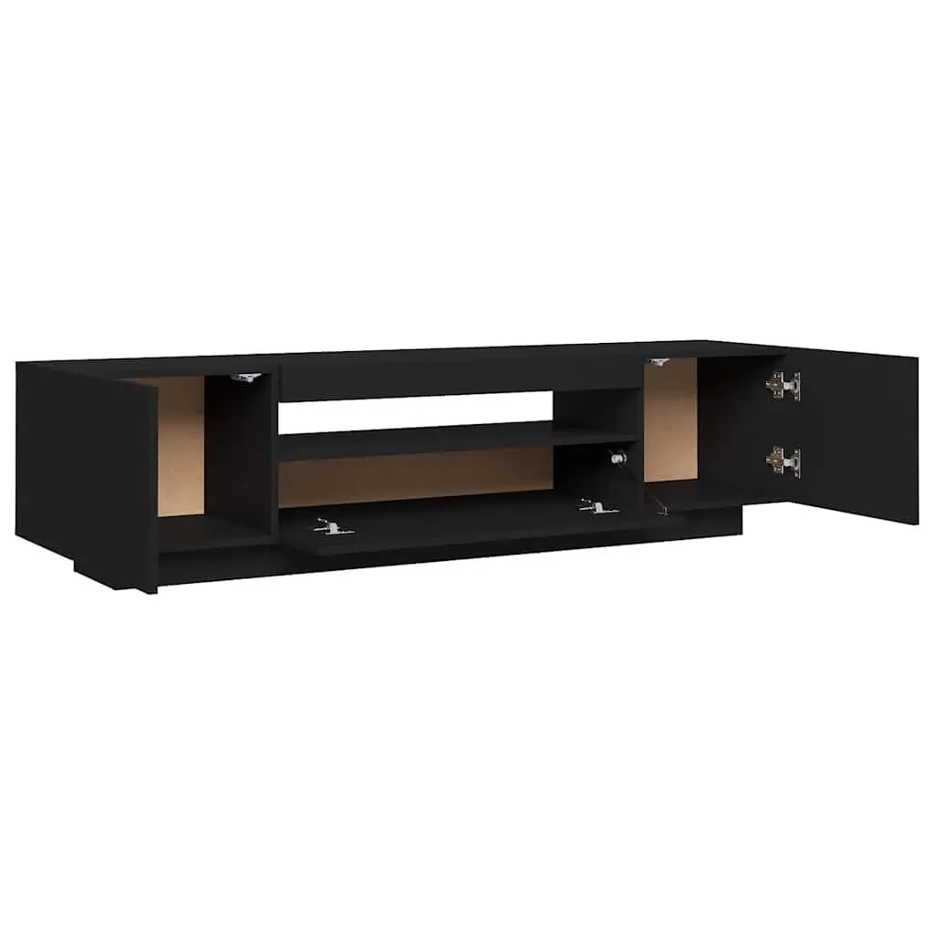 TV Cabinet Black Media Stand Storage Unit 160x35x40cm with RGB LED Lights