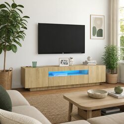 Brown Sonoma Oak TV Cabinet with LED Lights