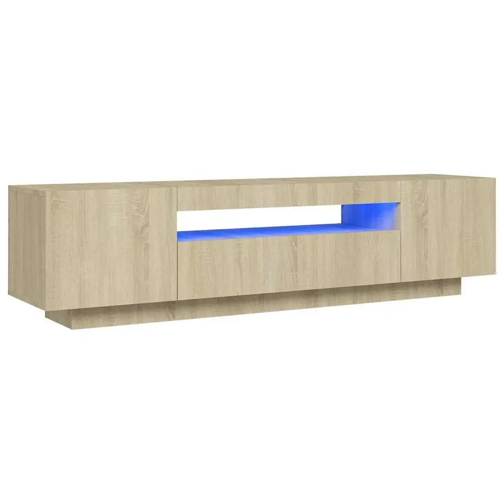 Brown Sonoma Oak TV Cabinet with LED Lights