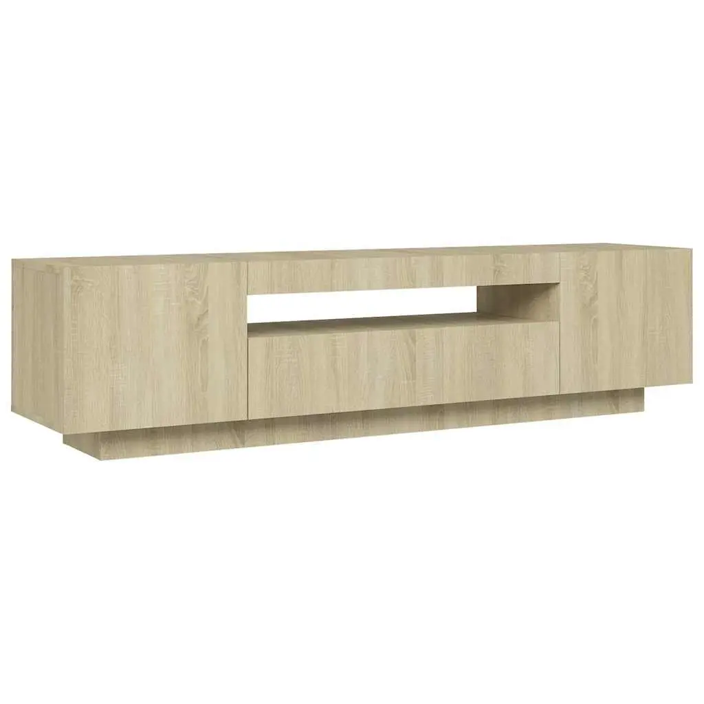 Brown Sonoma Oak TV Cabinet with LED Lights