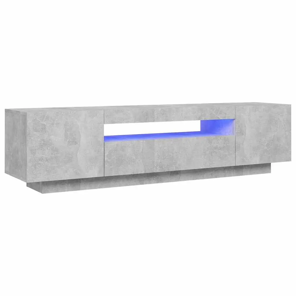 TV Cabinet Grey with RGB LED Lights Media Storage Unit Modern Design Stand