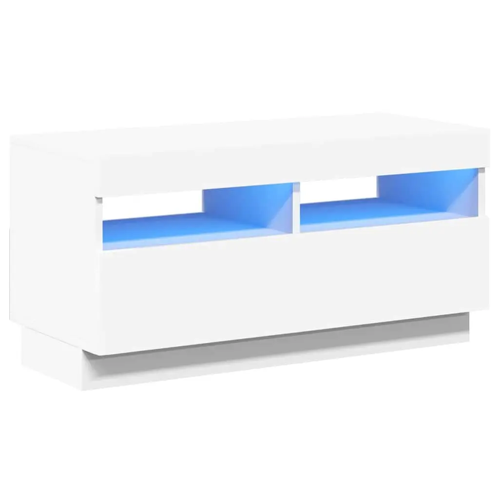 TV Cabinet White RGB LED Lights 80x35x40cm Media Storage Unit