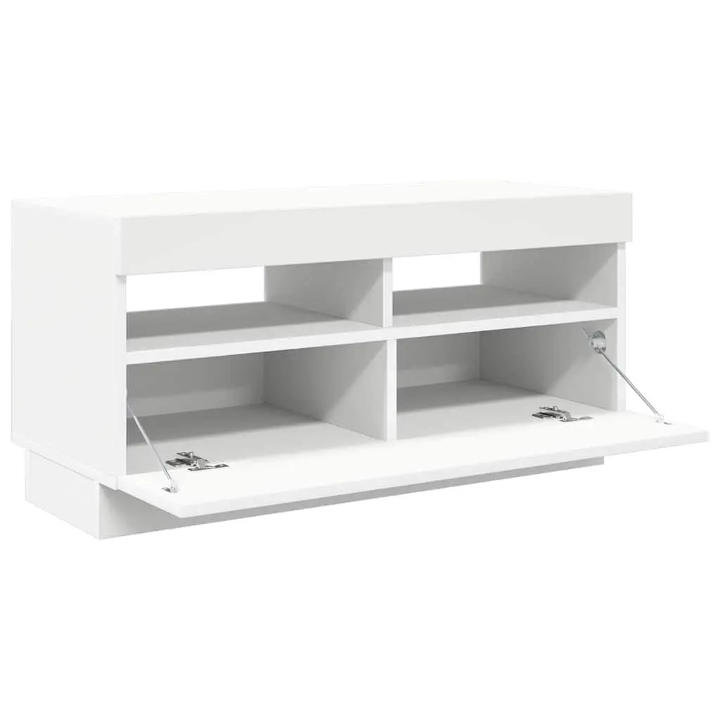 TV Cabinet White RGB LED Lights 80x35x40cm Media Storage Unit