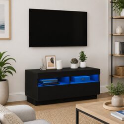 Stylish Black TV Cabinet with RGB LED Lights