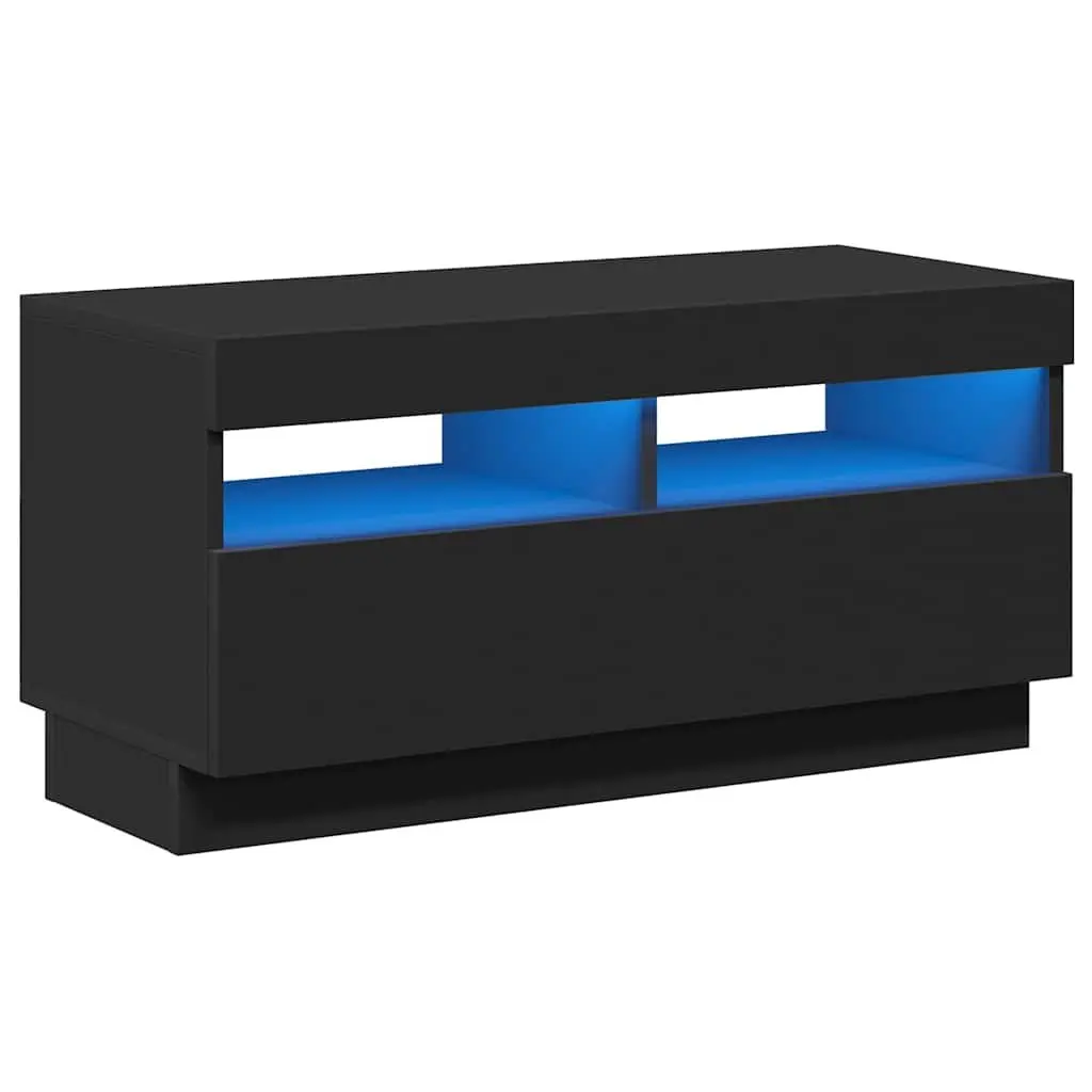 TV Cabinet Black Media Stand 80x35x40cm RGB LED Lights