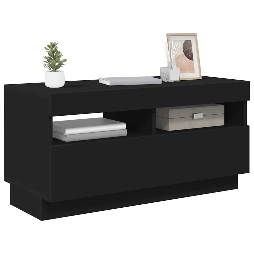 TV Cabinet Black Media Stand 80x35x40cm RGB LED Lights