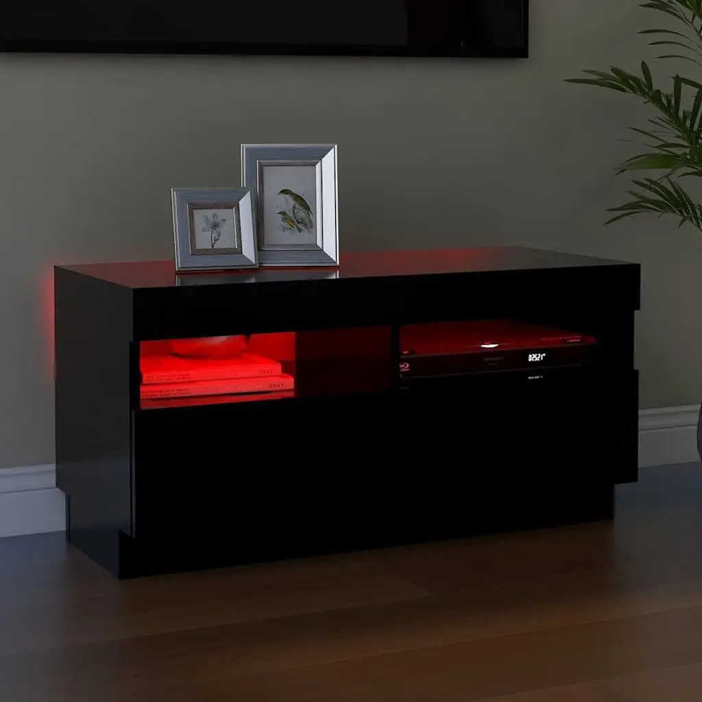 TV Cabinet Black Media Stand 80x35x40cm RGB LED Lights