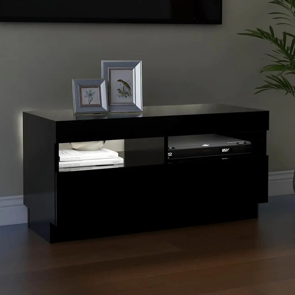 TV Cabinet Black Media Stand 80x35x40cm RGB LED Lights