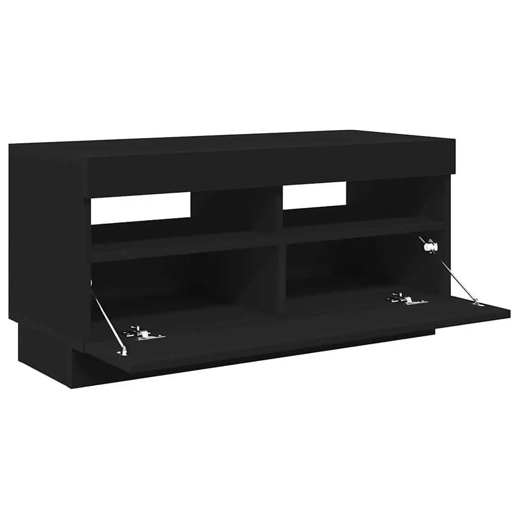 TV Cabinet Black Media Stand 80x35x40cm RGB LED Lights